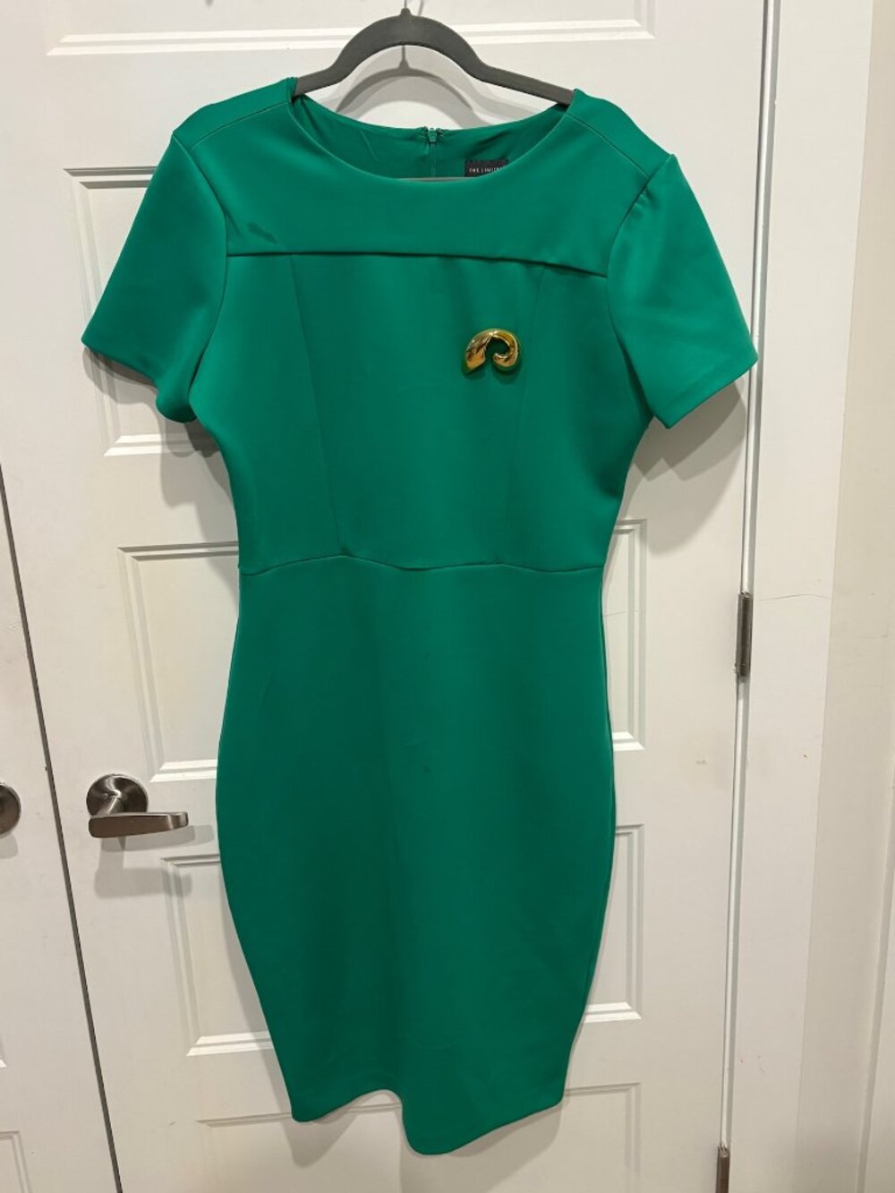 Green sheath dress from The Limited size Large - Broach not included